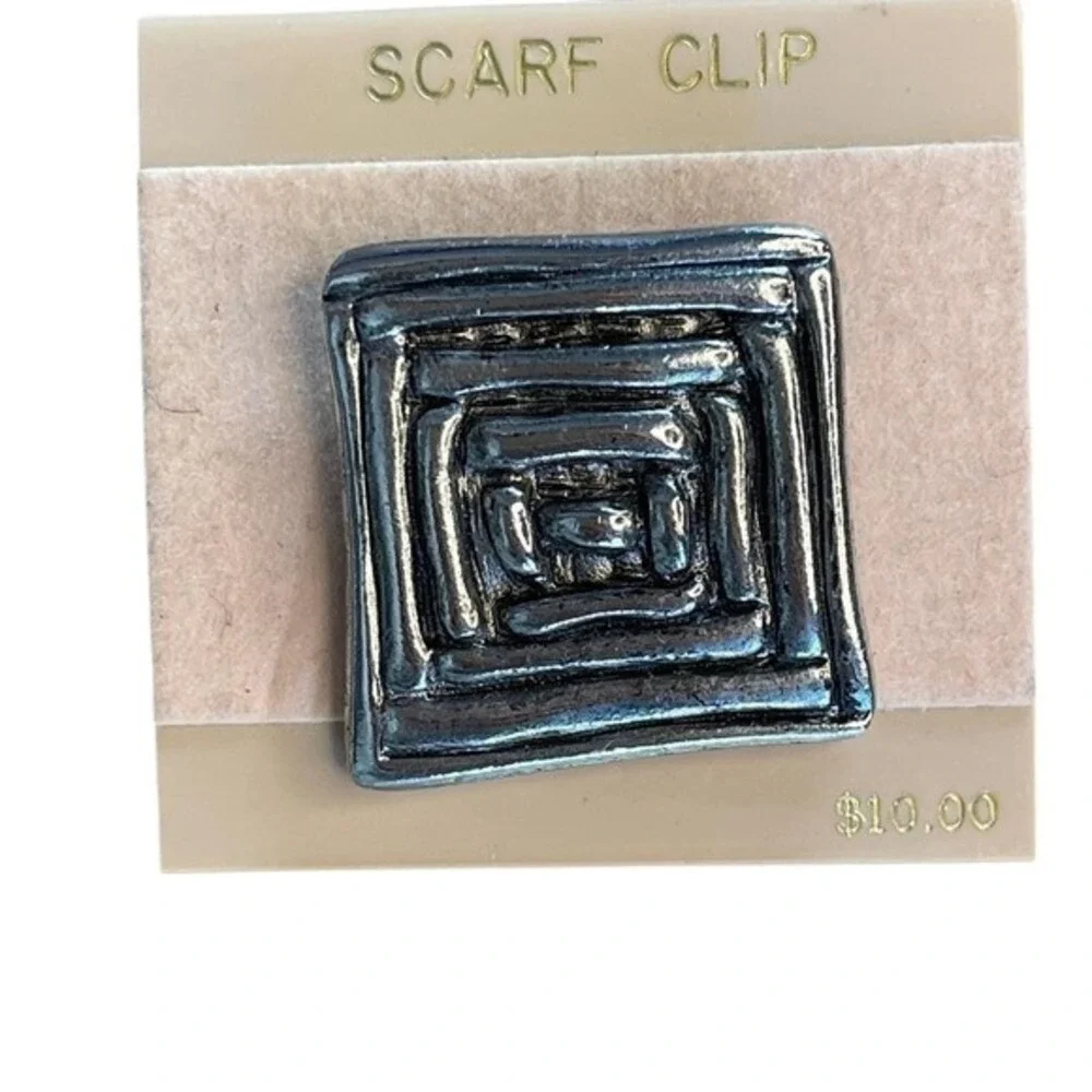 Scarf Clip Set Gold Silver Tone Vintage Geometric Filigree‎ 3pc Bundle